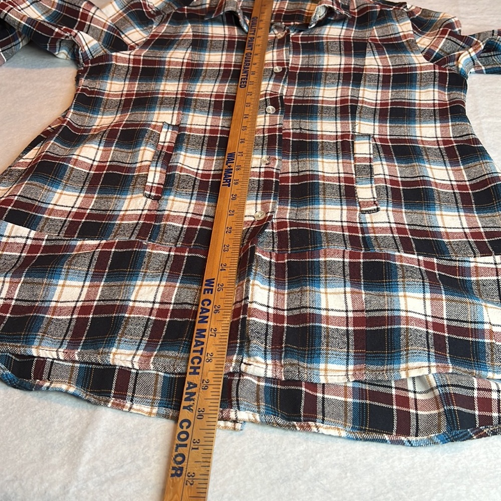 Simply Noelle Plaid Button Down Tunic Shacket Pockets Roll Tab Sleeve Size S/M - Picture 8 of 14